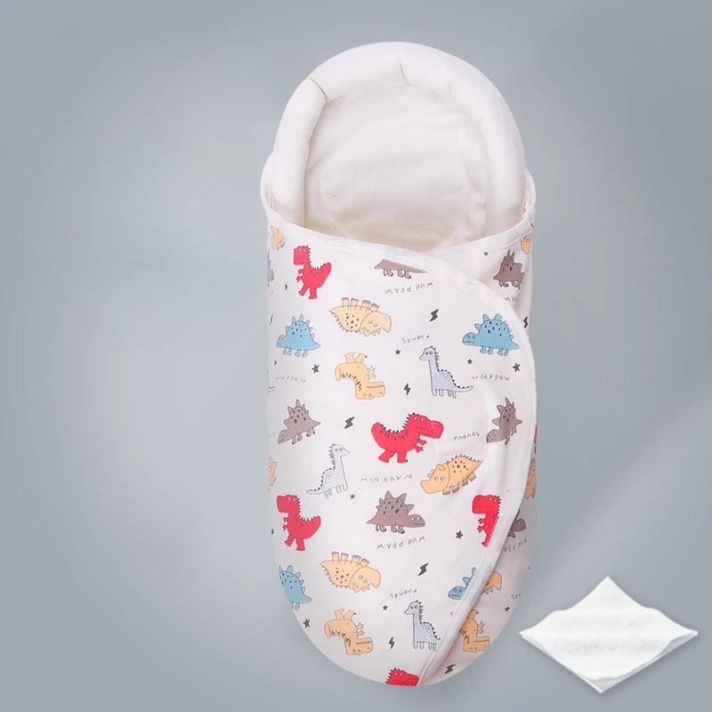 Newborn Baby Swaddle Wrap Adjustable Newborn Hat Set Anti-kick Swaddle Warm Soft BlanketSuitable for Babies Aged 0-3 Months