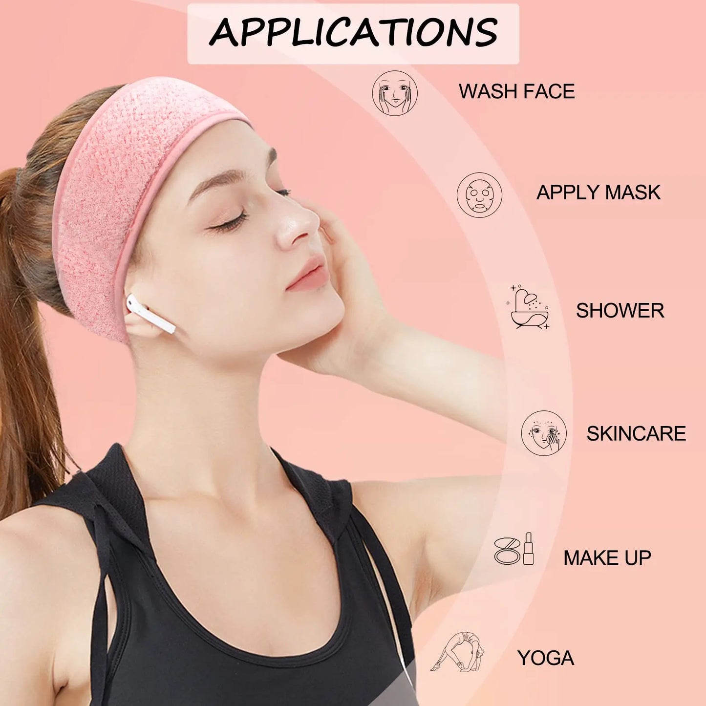 1Pcs Spa Facial Headbands for Women Makeup Yoga Sports Shower Washing Face Soft Comfortable Hair Bands With Magic Tap Adjustable