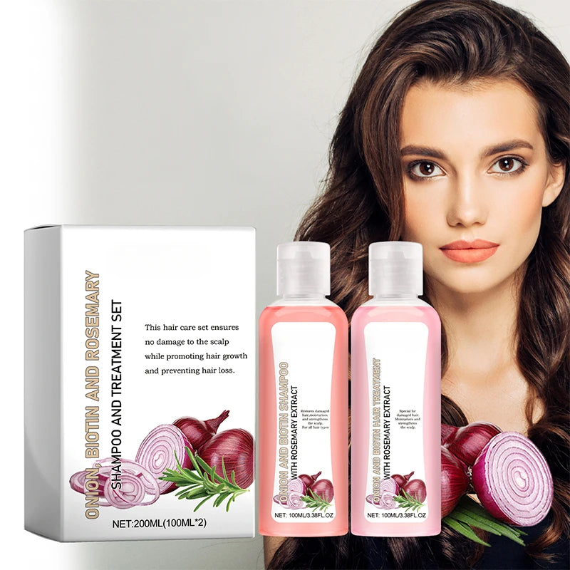 Onion Biotin and Rosemary Shampoo and Conditioner Set Deeply Moisturize and Smooth Nourishes Hair Roots Improves Hair Quality