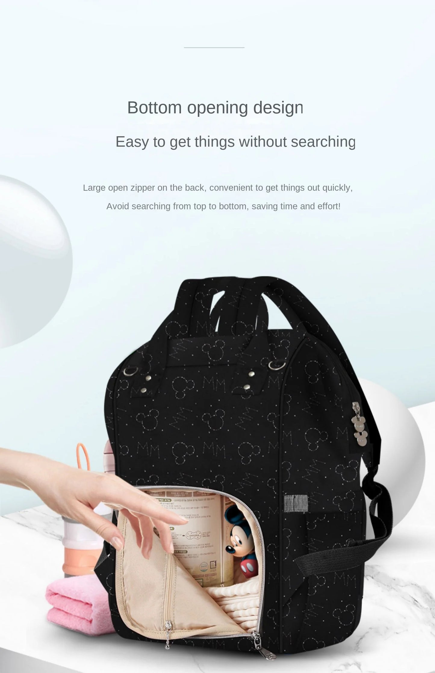 Disney Mickey Original New Diaper Bag Backpack Luxury Brand Baby Bag Large Capacity Multifunctional Cartoon Baby Diaper Bag