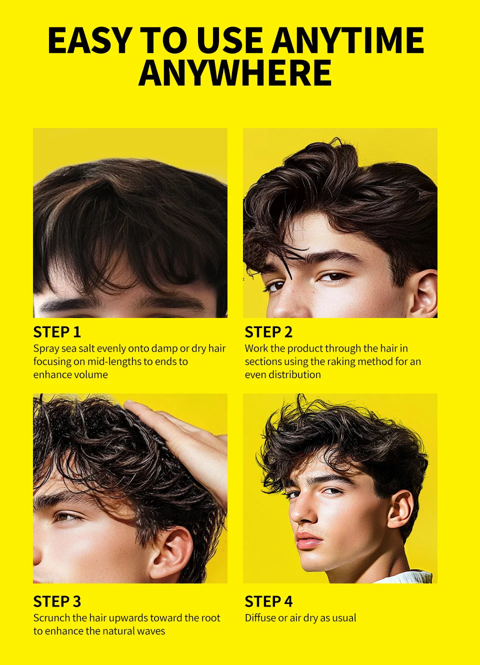 100ml Natural Sea Salt Spray For Hair Men Women Instant Texture Volume Hair Volume Powder Long-Lasting Hold Wave Hair Spray Set