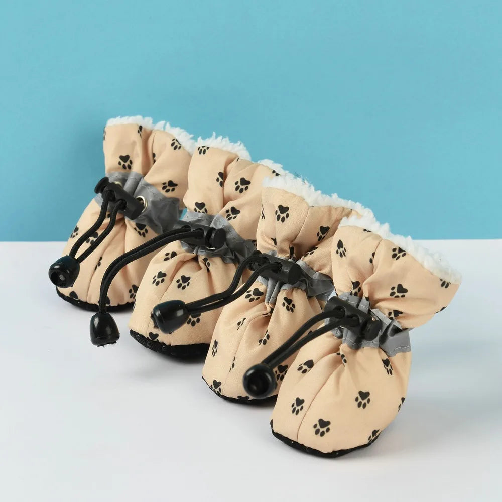 4pcs/set Durable Waterproof Winter Pet Dog Shoes Anti-slip Thick Pet Footwear Puppy Dogs Socks Booties