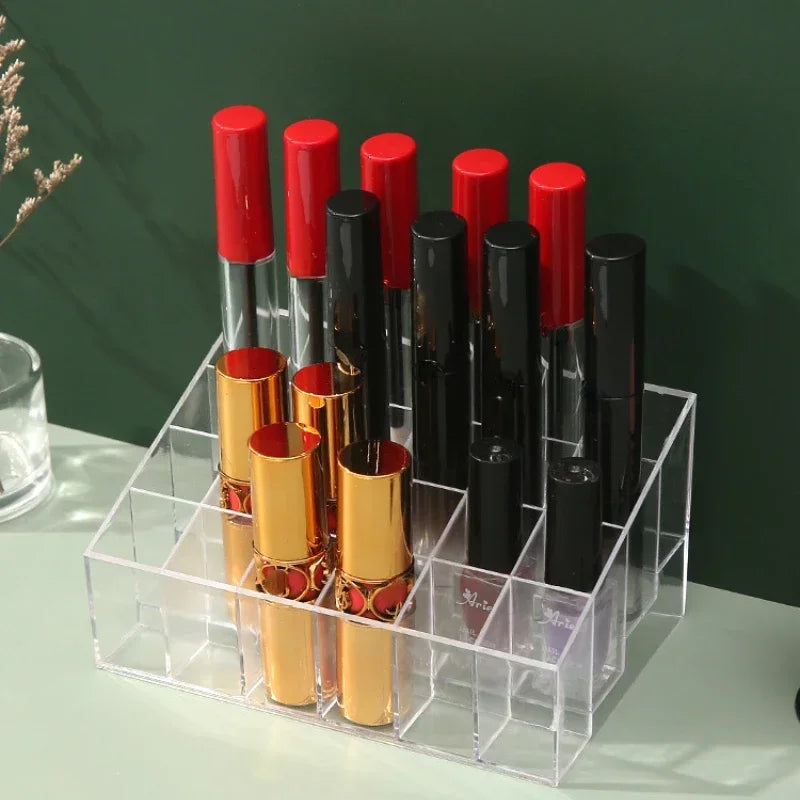 9/24 Grids Clear Acrylic Lipstick Box Makeup Organizer Storage Box Make Up Brush Organizer Display Holder Cosmetic Organizer Box