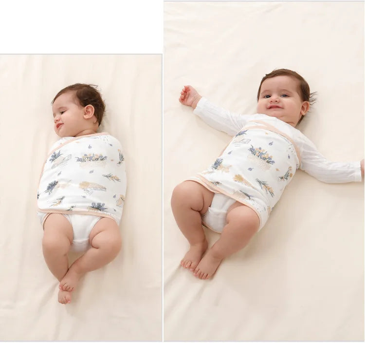 Baby Swaddle Blanket 0-6 Months Strap Protect Belly Baby Sleeping Blanket Wrap for New Born Thin-style for Summer