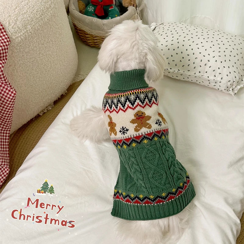 Dog Winter Clothes Pet Christmas Red Sweaters Sleeveless Gingerbread Reindeer Pattern Soft Warm Fall Winter Cats Dogs Clothes
