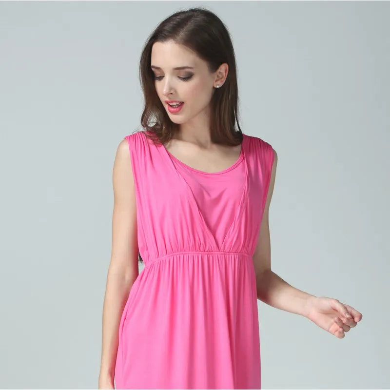 Summer Maternity Clothes Breastfeeding Dress Sleeveless Maternity Dresses For Pregnant Women Lactation Vest Nursing Skirt