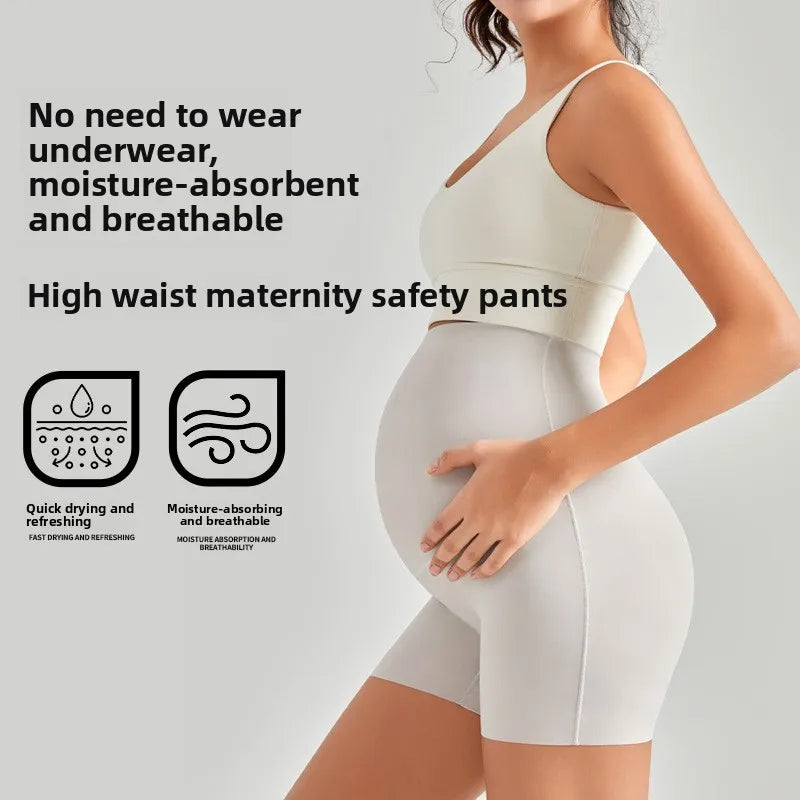 Maternity Safety Pants for Summer Crotch-free Underwear High-waisted Large-size High-elastic Maternity Leggings