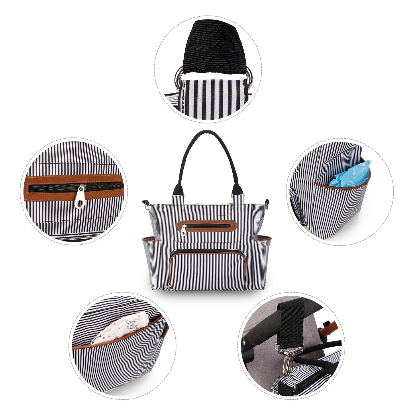 7pcs Nappy Changing Bag Set,Multifunction Mummy Tote Bag Baby Changing Bag Shoulder Handbag Travel Diaper Bag