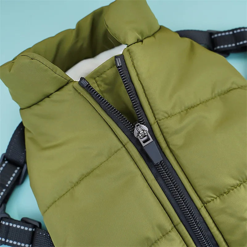 Pet Dog Coat with Harness Winter Cat Waterproof Coat Zipper Dog Jacket with Reflective Harness for Smal Medium Large Dogs