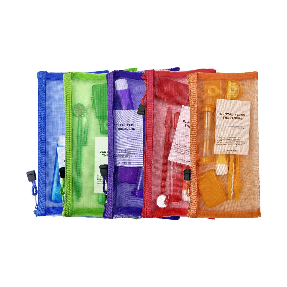 8Pcs/set Orthodontic Dental Care Brush Kit Teeth Cleaning Braces Toothbrush with Interdental Brush Floss Thread Wax Travel Kit