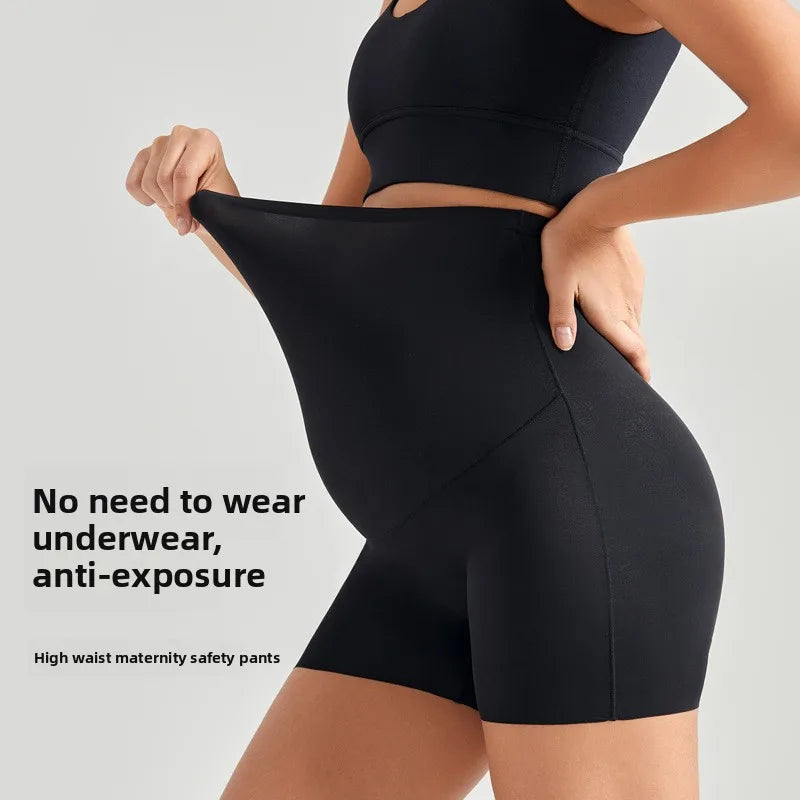 Maternity Safety Pants for Summer Crotch-free Underwear High-waisted Large-size High-elastic Maternity Leggings