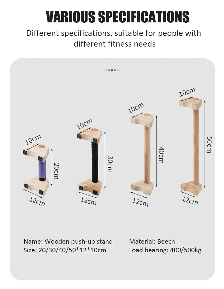 Wooden Push-up Stand Non-SlipPush Up Bar Handles Fitness Pushup Board Calisthenics Parallettes Bar Exercise Equipment for Home