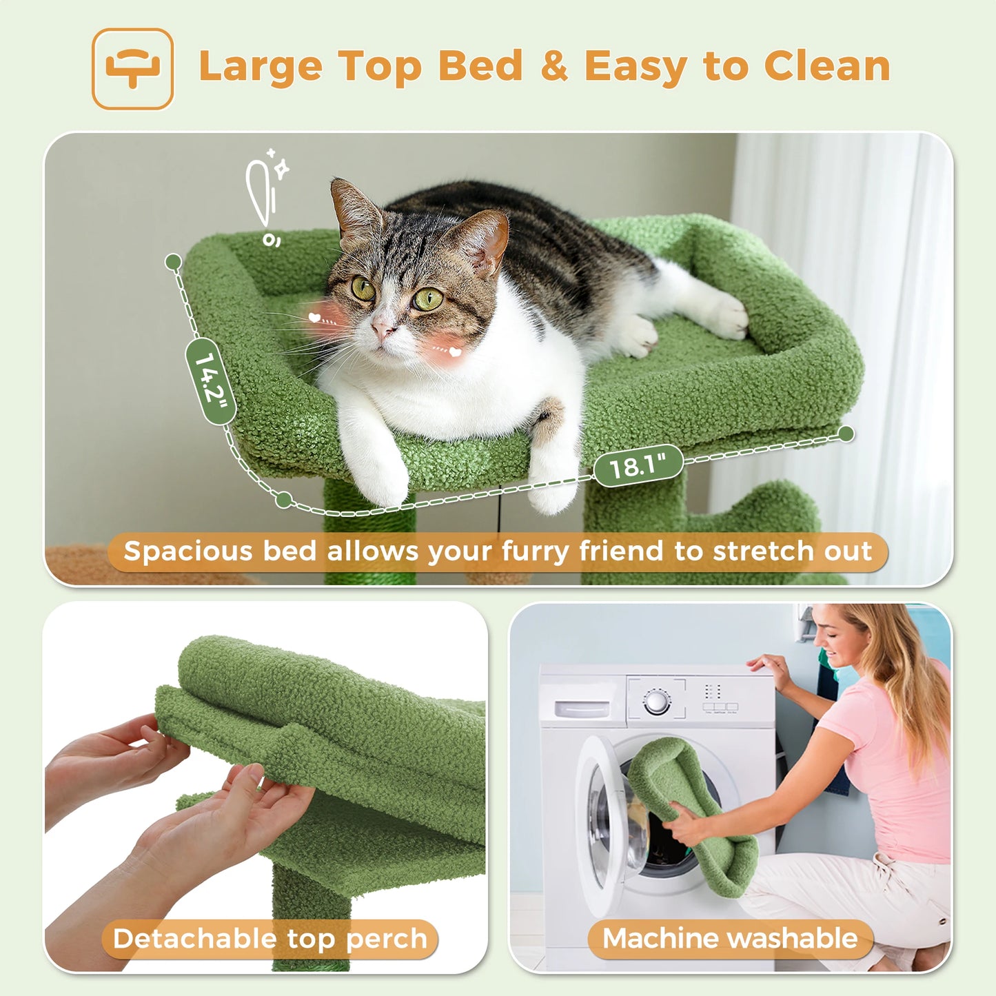 Cat Tree Cute Cat Tower with Padded Top Perch Comfy Hammock Private Condo Fully Scratching Post and Dangling Bell Ball