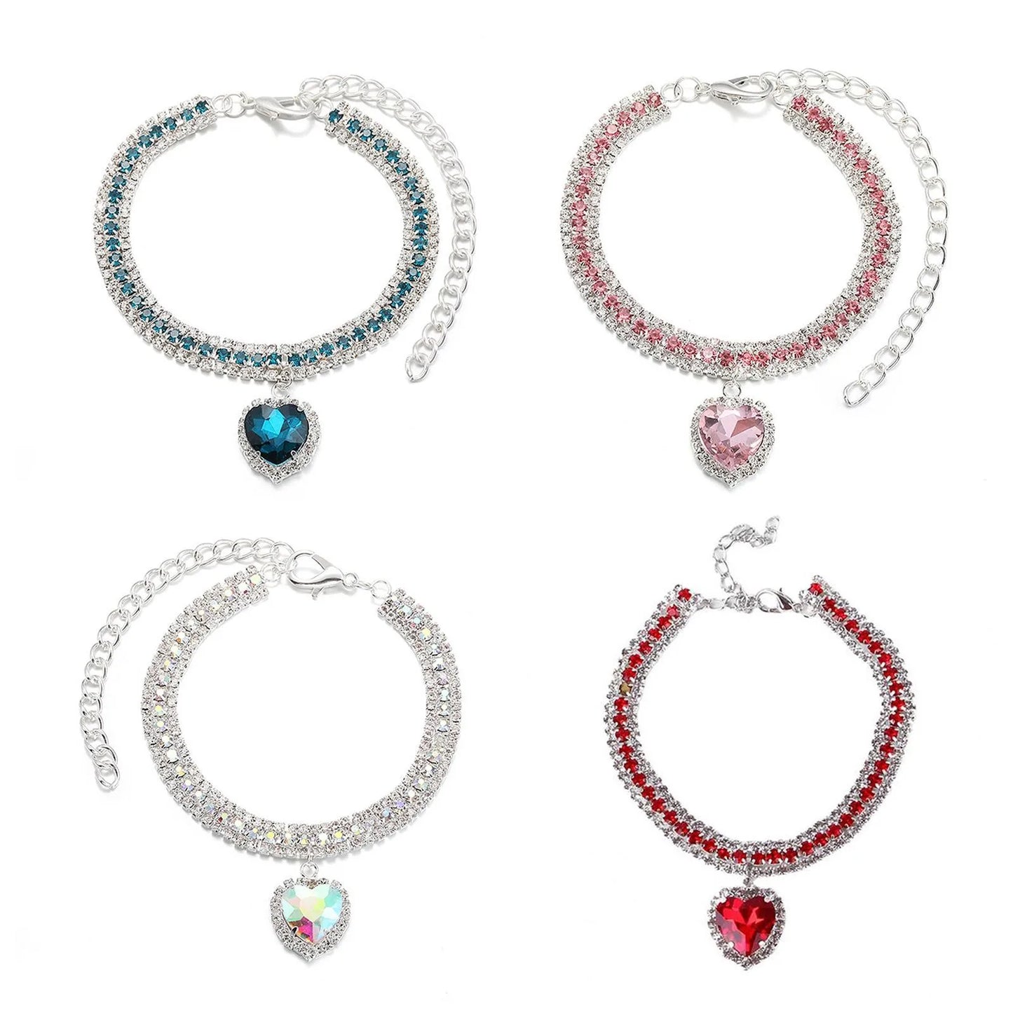 Dog Cat Rhinestone Diamante Collar Necklace Puppy Crystal Bling Pet Accessories For Puppy Kitten Crystal Pendant Diamond Collars