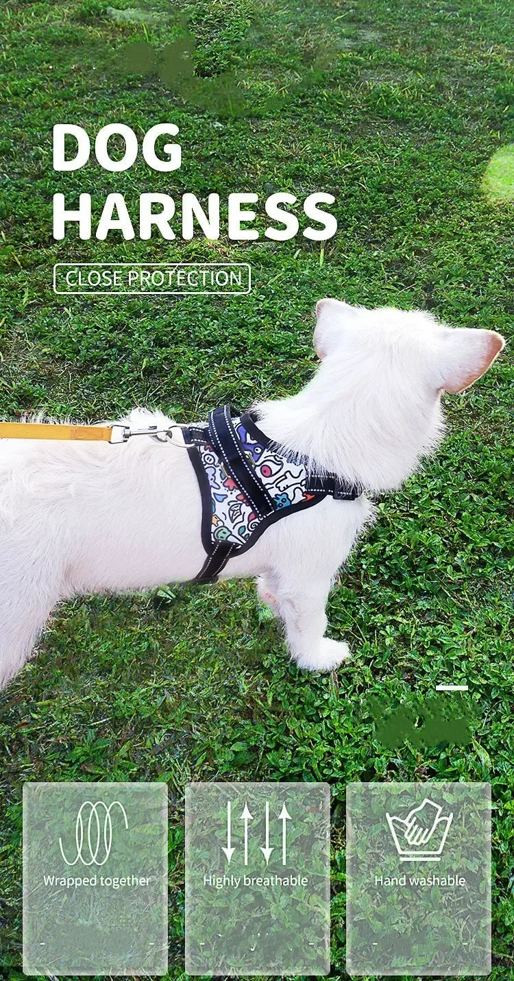 Personalized Dog Harness Nylon Reflective Breathable Pet Harness Vest For Small Large Dogs outdoor Walk Training Accessories