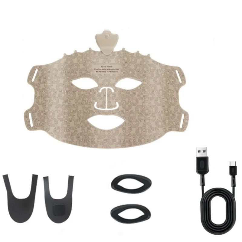 UBilli 7 Colors Silicone Led Facial Mask Light Therapy Mask Full Face 240 Lamp Beads Wirelessly Red Light Therapy Photon Mask