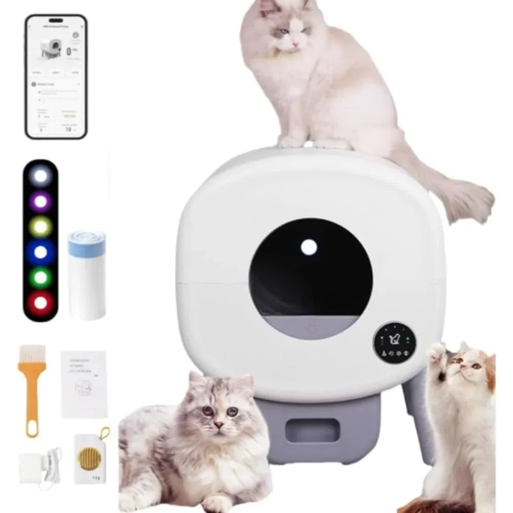 Smart Automatic Cat Litter Box: Self-Cleaning, Quiet Operation, 95L Large Capacity with Odor Control, Multi-Cat Friendly