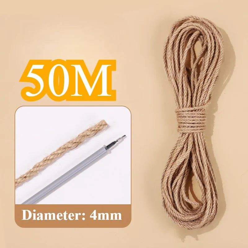 20M/50M Cat DIY Sisal Rope Cat Climbing Grinding Frame Special Cotton Rope Resistant Grinding Scratching Cat Toy Rope-4/6/8mm