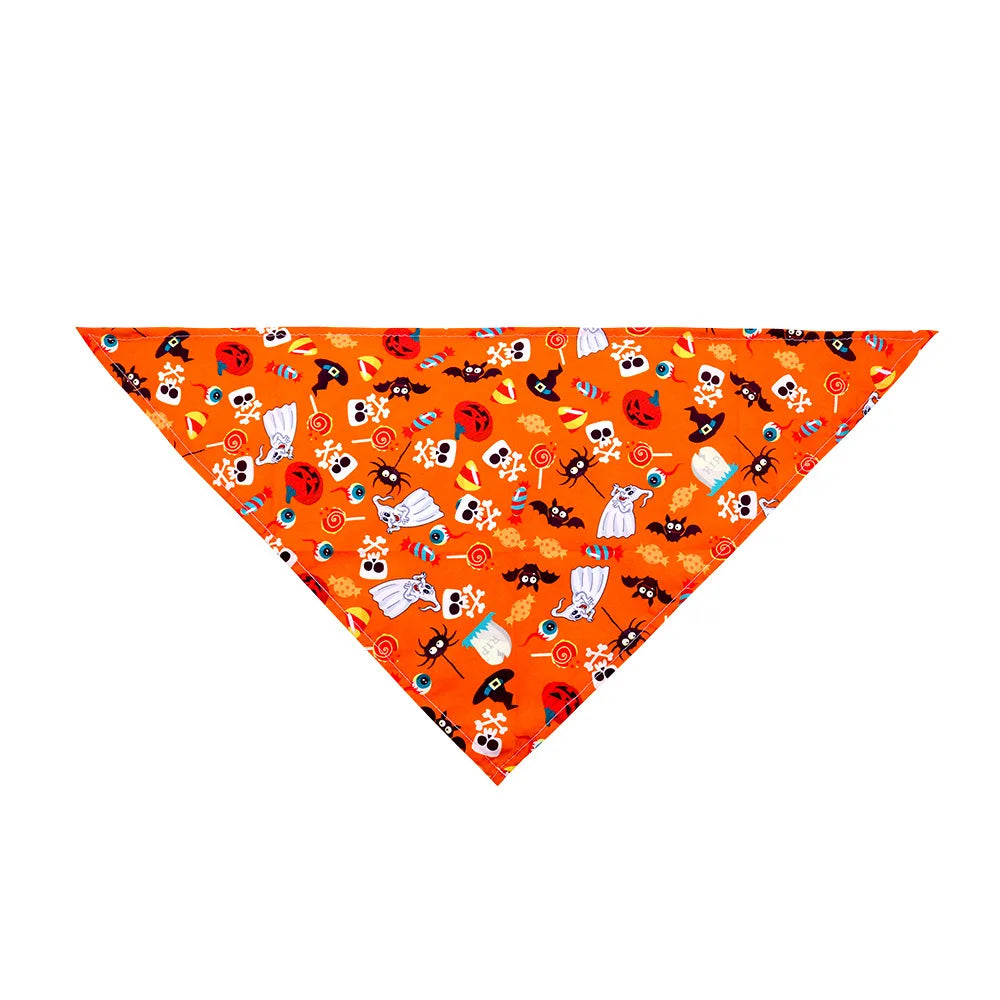 1 Pc Pet Dog Halloween Costume Scarf Dog Bandana Accessories Pumpkin Skull Bat Ghost Pattern Small Dog Cat Dog Bib Pet Supplies