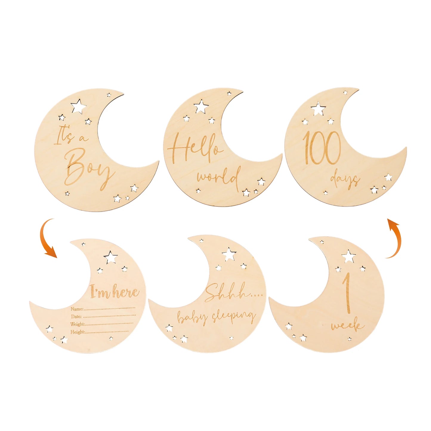 8pc/set Wooden Baby Milestone Card For Newborn Cute Cloud Shape Photography Props Accessories Month Cards Sticker Newborn Gifts