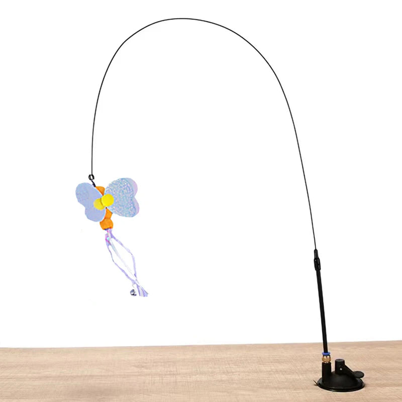 Powerful suction cup wire long rod plush cat stick cat toy self-exciting and relieving boredom and biting pet toy