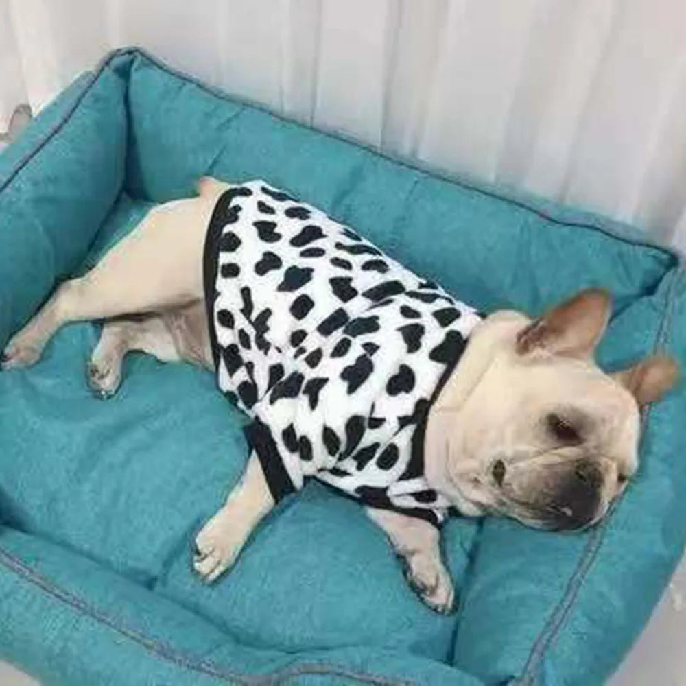 Warm Dog Clothes Cute Print Puppy Pet Clothing French Bulldog Hoodie Winter Dog Pajamas Sweater Coat for Small Medium Dogs Cats