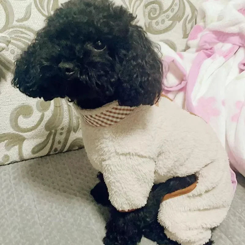 Towable Pet Jumpsuit with Buckle Winter Warm Puppy Dog Suit Clothes for Small Dogs Yorkshire Shih Tzu Overalls mascotas Clothing