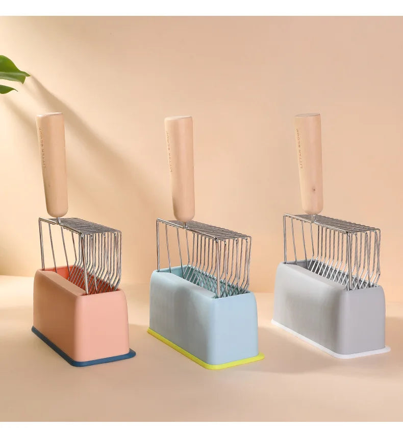 Cat litter shovel storage rack color matching base large metal shovel storage box pet supplies