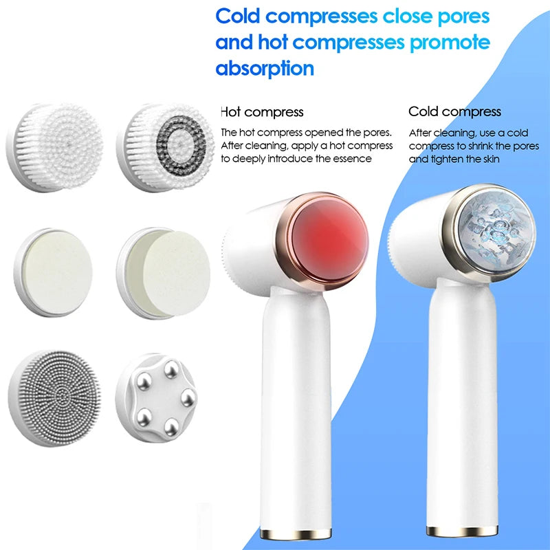 Six-In-One Cleansing Brush Face Wash Brush Clean Pores Exfoliating Silicone Facial Deep Pore Skin Care Scrub Cleanser Tool
