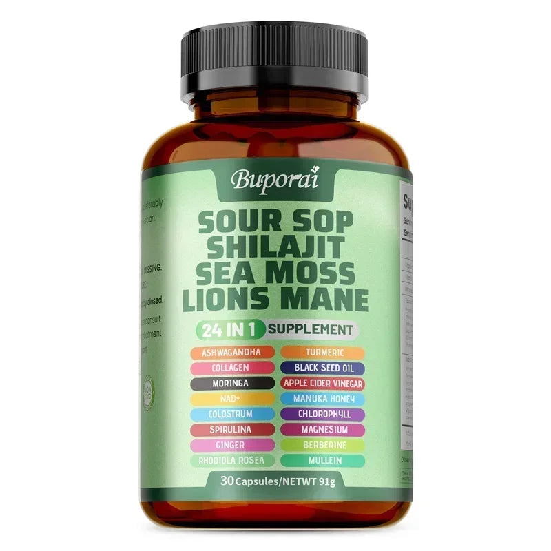 24-In-1 Soursop Supplement - Boosts Energy, Cell Support & Regeneration, Antioxidants, Improve Skin Health, Skin Vitality