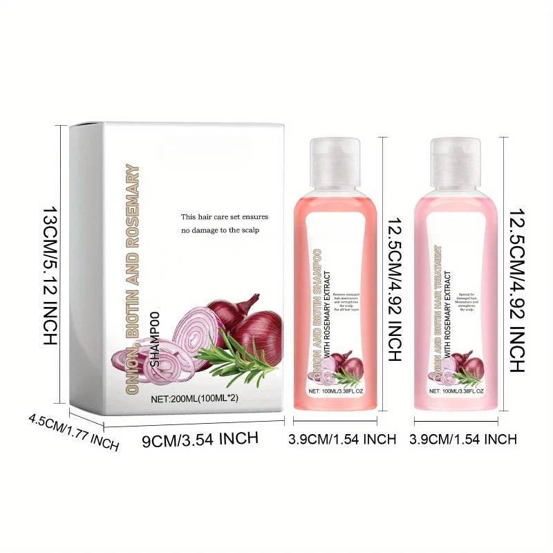 Onion Biotin and Rosemary Shampoo and Conditioner Set Deeply Moisturize and Smooth Nourishes Hair Roots Improves Hair Quality