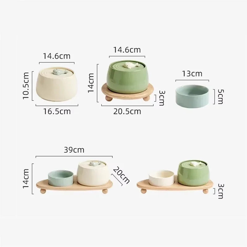 1.3 L Ceramic Cat Water Fountain USB Charging Pet Water Feeders Dogs Automatic Circulating Filtration Flow Water Dispenser