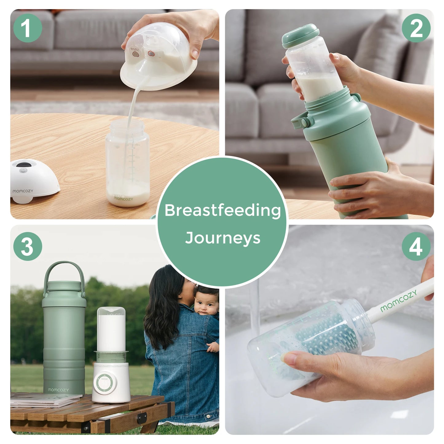 Momcozy 22oz Portable Breast Milk Cooler for Outdoor, 360°Total Cooling for 24Hours, Larger Capacity with 2pcs Baby Bottles