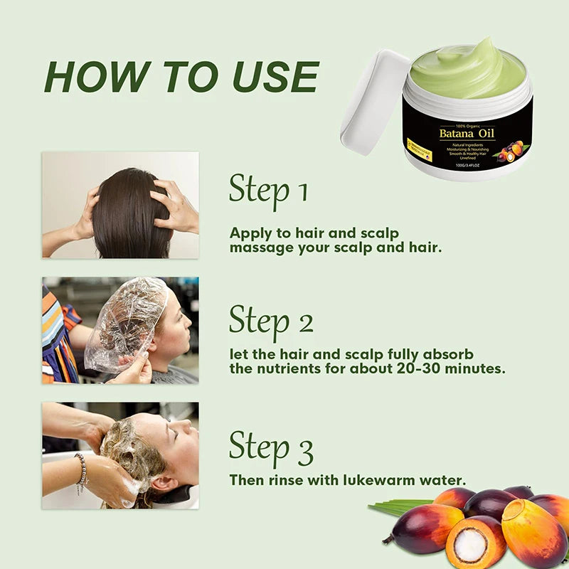 Natural Organic Batana Oil For Hair Growth And Thickness Eliminates Split Ends Moisturize Repair Hair Women Men Hair Loss Care