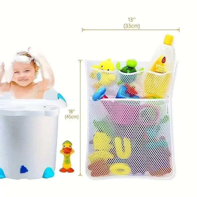 Baby Bathroom Mesh Bag Shower Bath Toys Storage with Strong Suction Cups Bathroom Toy Organizer Pouch for Kids Toddlers
