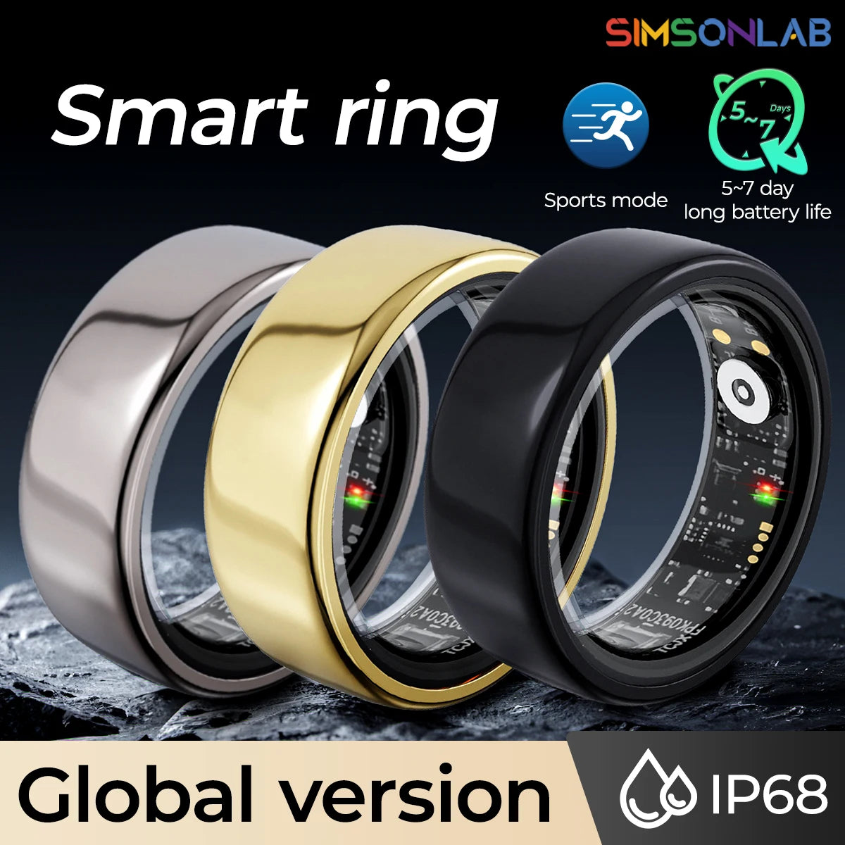 2025 New Healthy Smart Ring Sleep Blood Pressure Monitoring IP68 Waterproof Multi-sport Modes Low Power Ring For Women Men