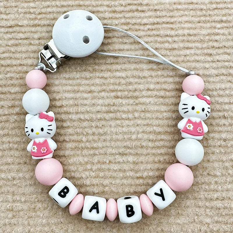 Personalize Silicone Letters Name Baby Popular Silicone Bead Pendant Pacifier Clips Chains Holder Teether Baby Kawaii Toy Gifts