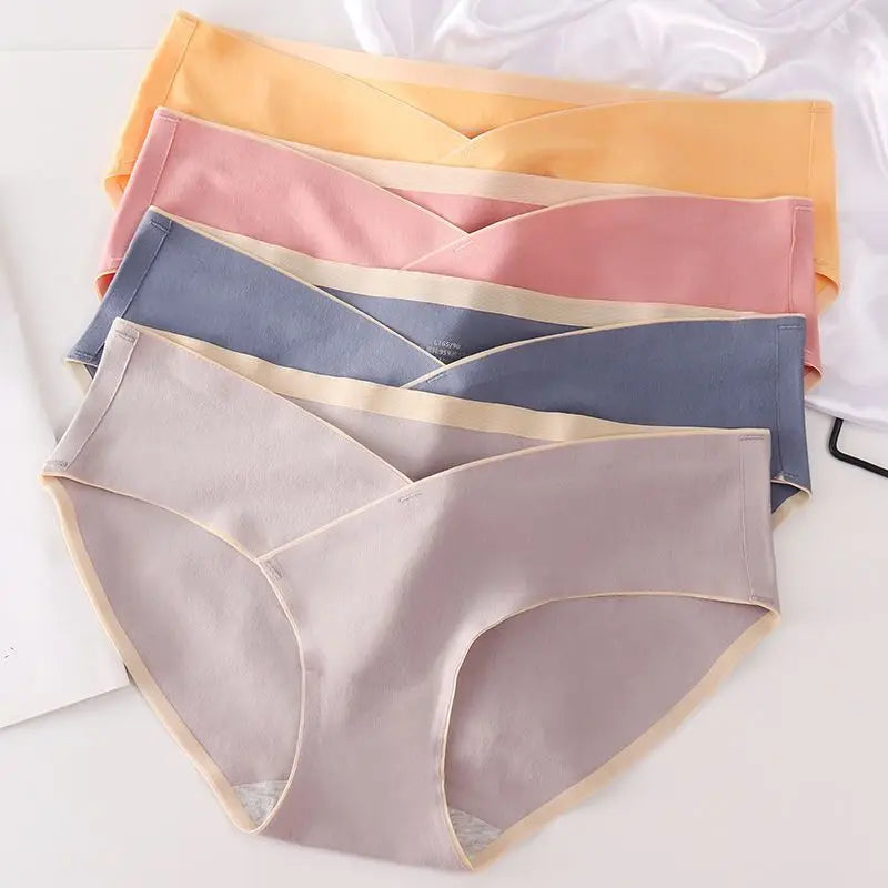5PCS Cotton Maternity Panties High Waist Pregnant Panties Adjustable Belly Support Briefs for Pregnant Women Solid Color Panties