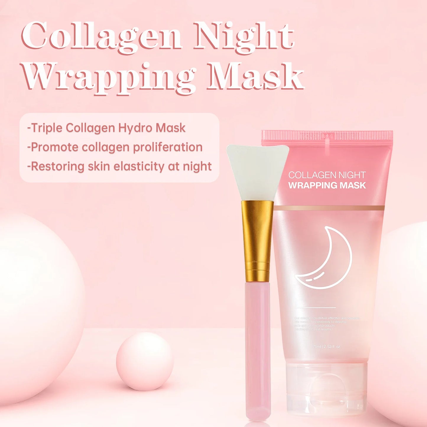 Hydrating Face Mask Reduces Sagging Collagen Overnight Firming Mask for Elasticity Dullness Wrapping Peel-Off Mask Skincare