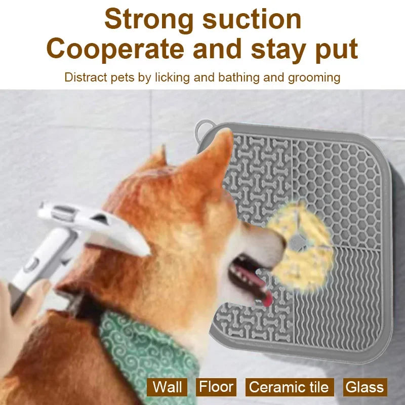 Cat Dog Slow Food Mat Pet Lick Silicone Mat Dog Feeder Supplies Suction Bowl Slow Food Mat Cats Dogs Feeding Supplies