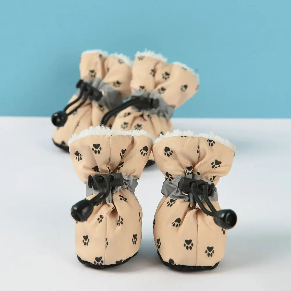 4pcs/set Durable Waterproof Winter Pet Dog Shoes Anti-slip Thick Pet Footwear Puppy Dogs Socks Booties