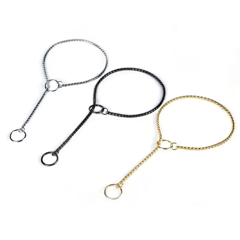 Copper Snake P Chain Dog Collar Small Puppy Large Dog Collar Necklace Choker Pet Training Supplies Slip Collar Gold Sliver Black