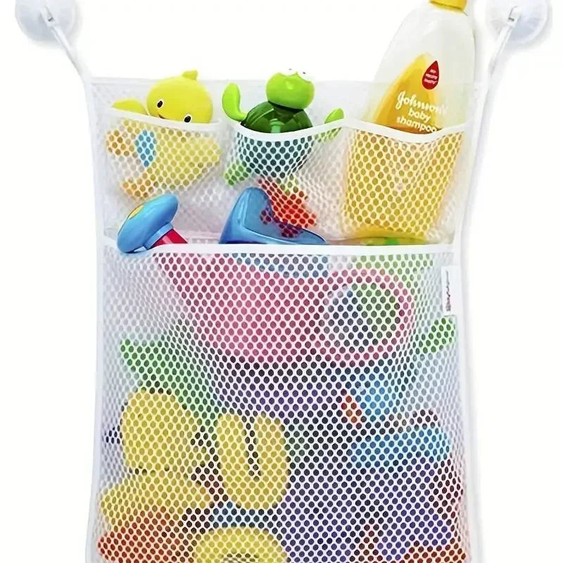 Baby Bathroom Mesh Bag Shower Bath Toys Storage with Strong Suction Cups Bathroom Toy Organizer Pouch for Kids Toddlers
