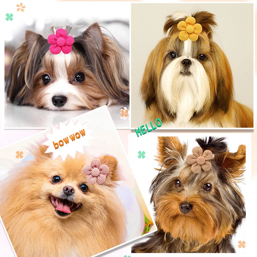 50PCS Dog Hair Bows Fashion Cute Bows For Dogs Cotton Pet Dog Hair Accessories Pet Dog Grooming Bows Dogs Accessories