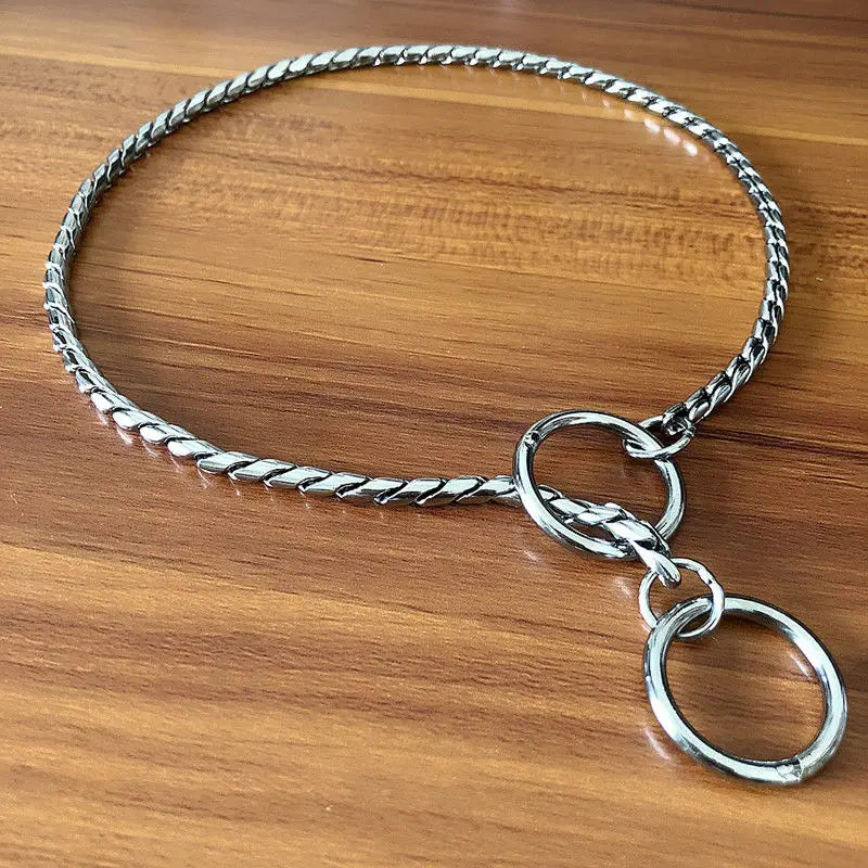 Copper Snake P Chain Dog Collar Small Puppy Large Dog Collar Necklace Choker Pet Training Supplies Slip Collar Gold Sliver Black