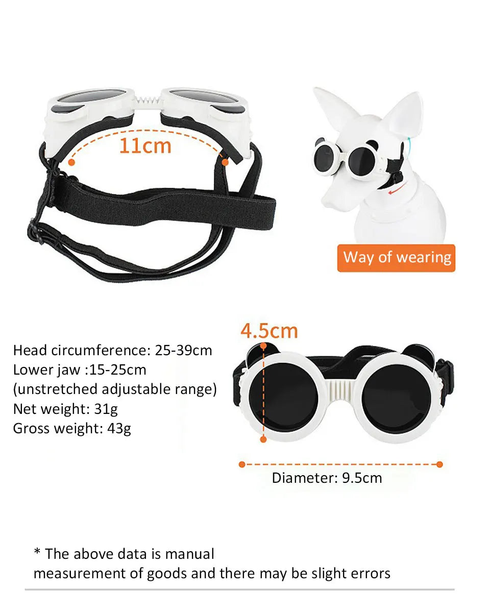 Dog Sunglasses Dog Goggles UV Protection Anti Wind/Dust Pet Eye Wear Protection with Adjustable Strap for Small or medium Dogs
