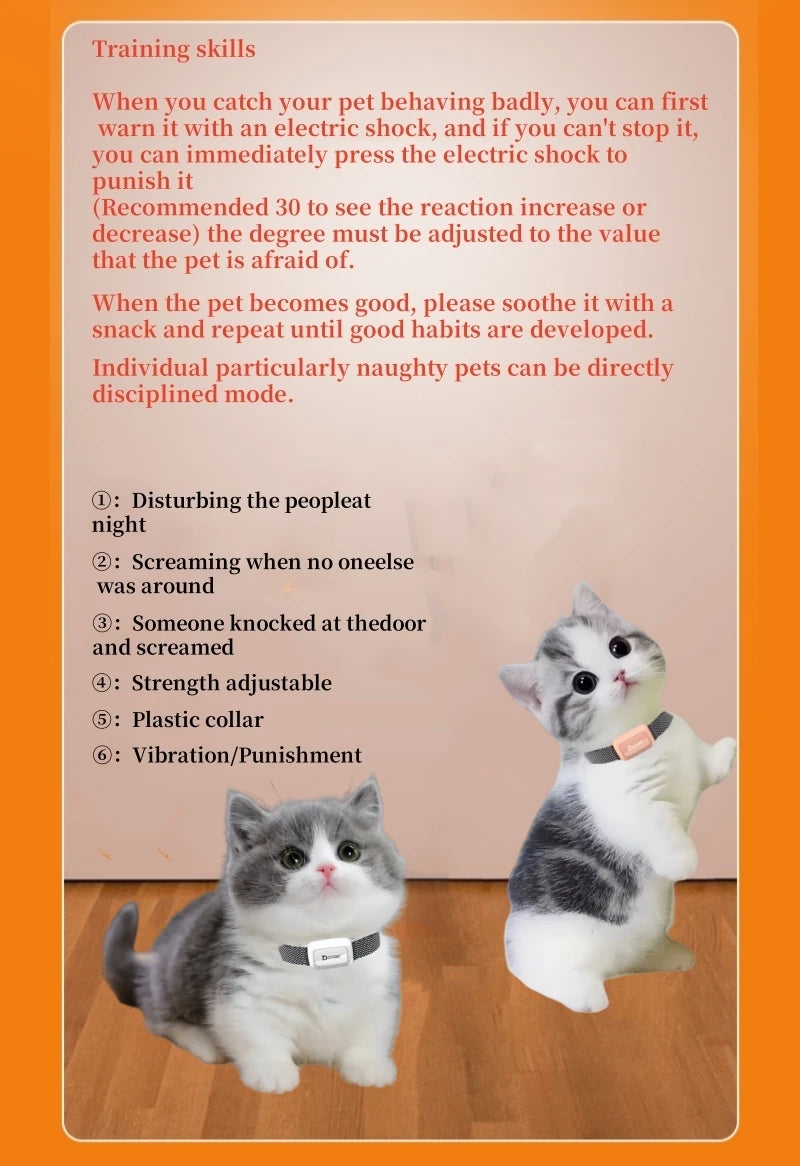 YHLC 1100m Cat Shock Collar,Cat Training Collar with Remote,Cat Stop Meowing Collar, Remote Control/Automatic Anti-Meow for Cats