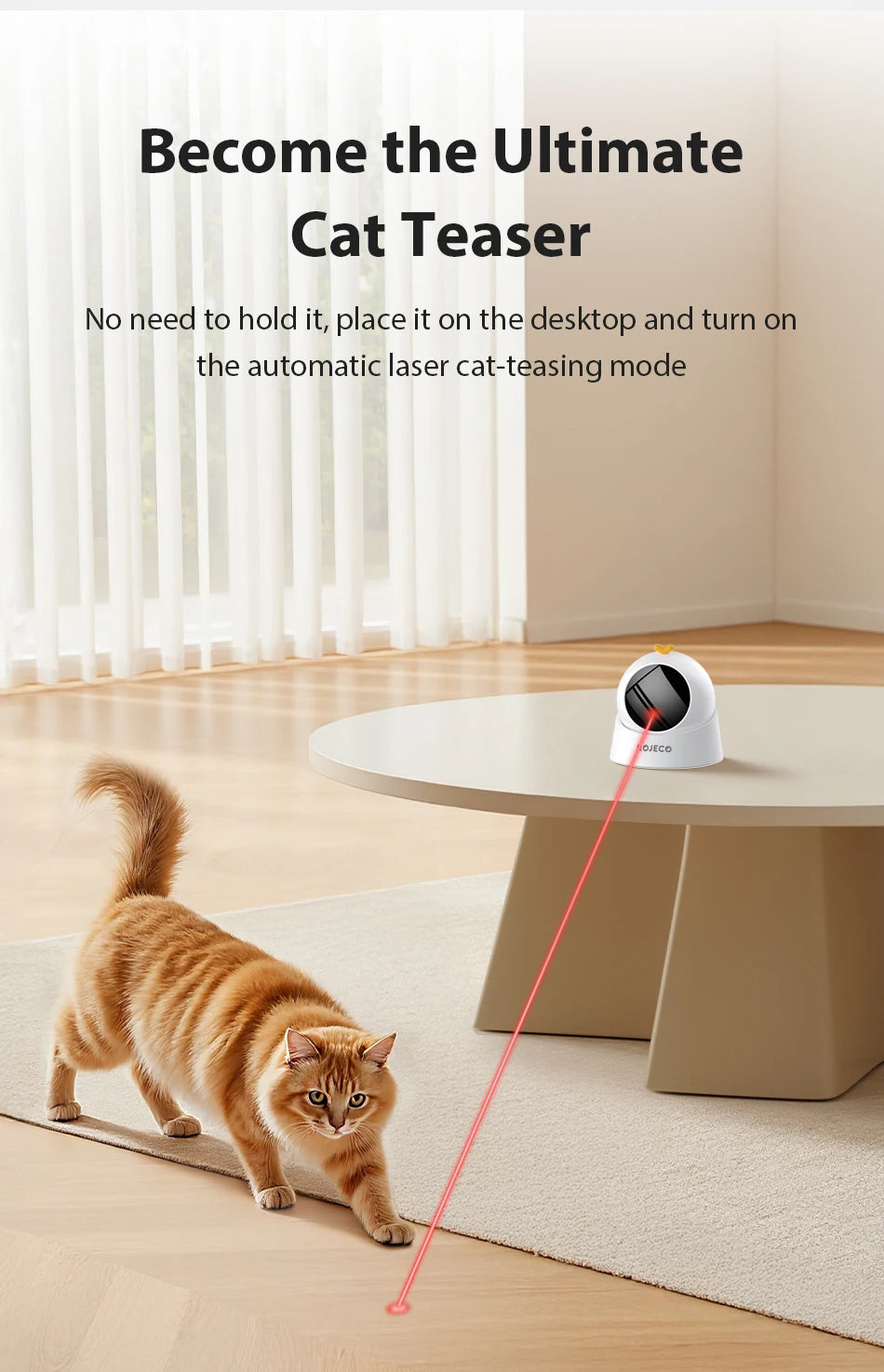ROJECO Automatic Cat Laser Toy Interactive Adjustable Mode Electric Cat Toy For Kitty Dog Indoor Smart Teasing Laser Cat Toys
