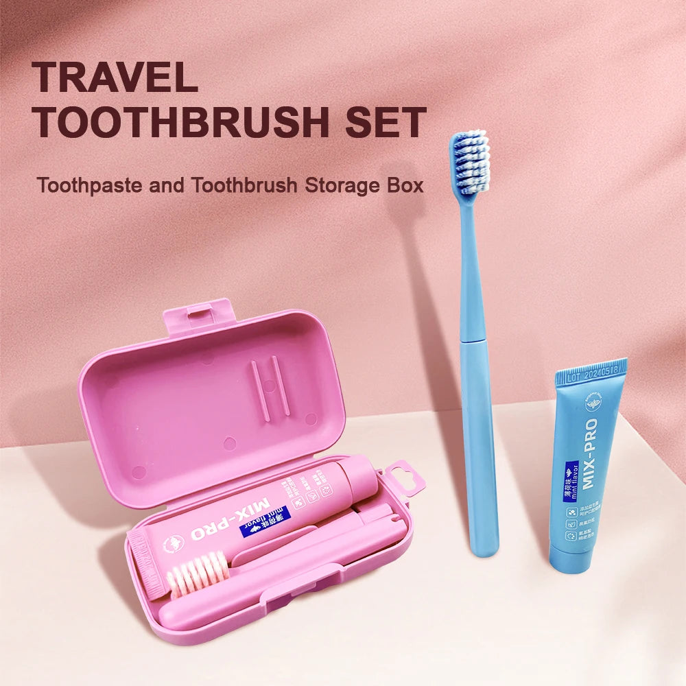 Dental Oral Care Cleaning Kit Portable Toothbrush Toothpaste Case Travel Toothbrush Soft Bristle Adult Tooth Brush Personal Care