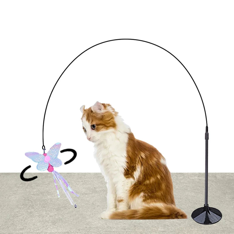Powerful suction cup wire long rod plush cat stick cat toy self-exciting and relieving boredom and biting pet toy